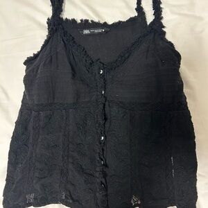 Zara Elegant Black Lace Blouse